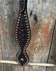 Dark Oil Honeycomb Tooled with Copper Dots One Ear Headstall / Bridle
