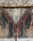 Copper Dot and Buckstitch Jet, Champagne and Topaz Browband Tack Set
