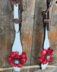 White Leather AB and Gardenias One Ear Tack Set with Wither Strap