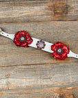 White Leather AB and Gardenias One Ear Tack Set with Wither Strap