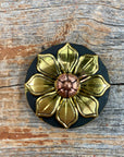 Black & Gold Sunflower Concho 1” W125S