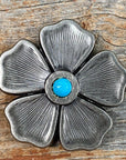 Antique Silver Flower Turquoise Concho 2" W110L