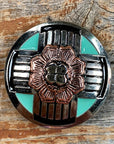 Antique Silver with Copper Flower Concho 1.5" W190L