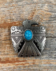 Antique Silver Turquoise Thunderbird Concho 1.5" W181L