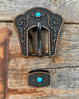 Copper Turquoise Buckle & Keeper W180B
