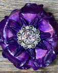 Purple Gardenia Leather Flowers - 1" Crystal Conchos - Options