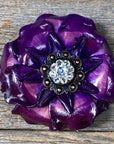 Purple Gardenia Leather Flowers - 1" Crystal Conchos - Options