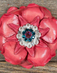 Pink Gardenia Leather Flowers - 1" Crystal Conchos - Options