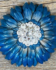 Turquoise Daisy Leather Flowers - 1" Crystal Conchos - Options