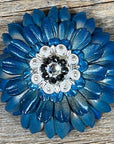 Turquoise Daisy Leather Flowers - 1" Crystal Conchos - Options