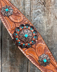 Light Oil V Brow Copper and Turquoise Browband & Breastcollar Tack Set