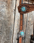 Light Oil Buckaroo Roper Turquoise and AB One Ear & Breastcollar Tack Set