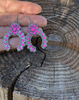 Pink Dangle Silver Squash Blossom Fashion Earrings WA194