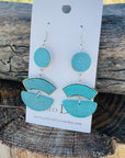 Chunky Turquoise Dangle Silver Fashion Earrings WA179