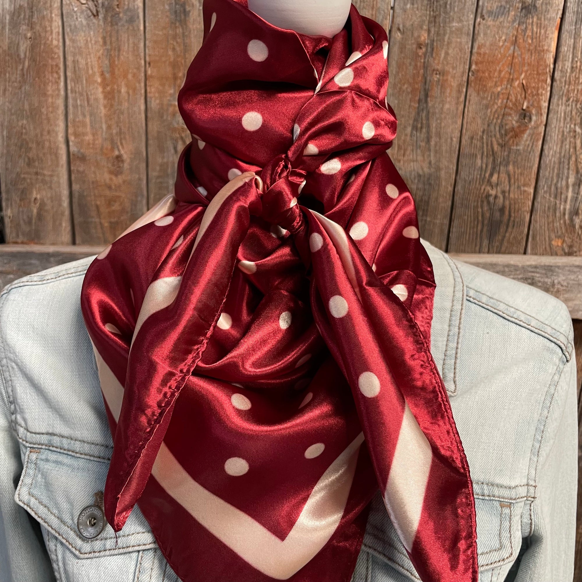 35X35"  Burgundy Polka Dot Wild Rag / Scarf WR3051