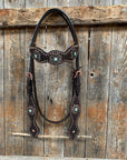 Copper Dot Honeycomb Turquoise Browband / One Ear Tack Set