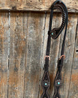 Copper Dot Honeycomb Turquoise Browband / One Ear Tack Set