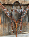 Silver Dot and Buckstitch Fancy AB Browband Tack Set