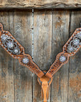 Silver Dot and Buckstitch Fancy AB Browband Tack Set