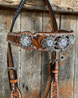 Silver Dot and Buckstitch Fancy AB Browband Tack Set