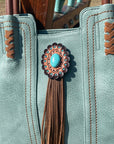 Teal Western Purse/Handbag with Small Clutch