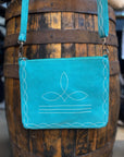 Turquoise Suede Leather Crossbody