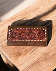 Tan Tooled Leather Floral Women's Wallet