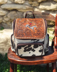 Bucking Horse Cowhide & Tooled Leather Backpack