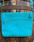 Turquoise Suede Leather Crossbody