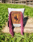Pink Bucking Horse Cowhide & Fringe Crossbody