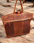 Garment Bag Tooled Leather & Grain Leather