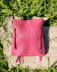 Pink Bucking Horse Cowhide & Fringe Crossbody