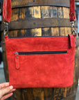 Red Suede Leather Crossbody