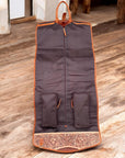 Garment Bag Tooled Leather & Grain Leather