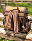 Burn & Tooled Leather Fringe Backpack