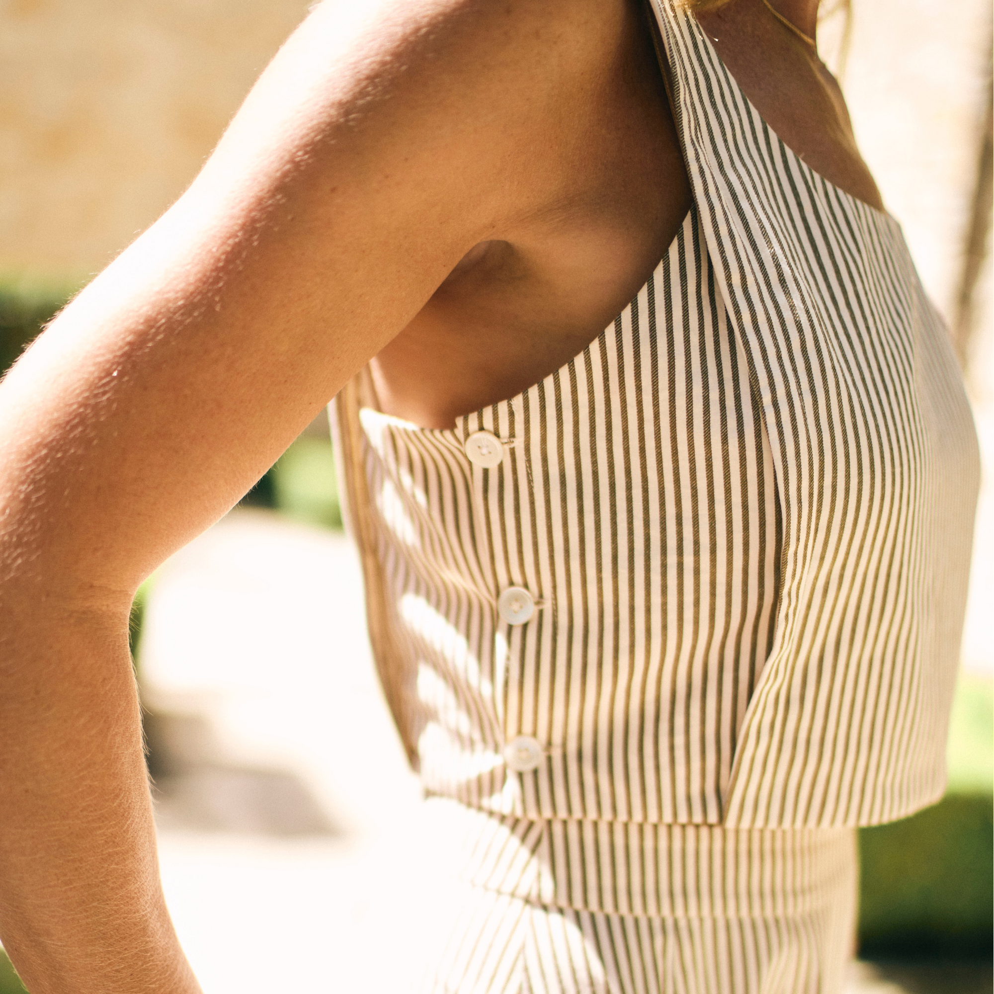 MASON'S DAUGHTER | Sophia Top, Brown & Ivory Dobby Striped