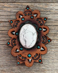Leather Rosette Starburst - White Cabochon Western Concho R110CABWT