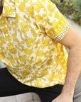Mens Modern Fit Stretch Baroque Print Polo with Rhinestones
