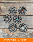 Cheetah Flower Rhinestone Rosette - Assorted Conchos