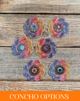 Rainbow Flower Rhinestone Rosette - Assorted Conchos