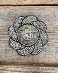 Black Flower Rhinestone Rosette - Assorted Conchos