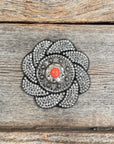Black Flower Rhinestone Rosette - Assorted Conchos