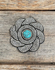 Black Flower Rhinestone Rosette - Assorted Conchos