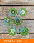 Blue and Green Flower Rhinestone Rosette - Assorted Conchos