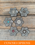 Black Pointed Flower Rhinestone Rosette - Assorted Conchos