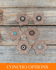 Copper Pointed Flower Rhinestone Rosette - Assorted Conchos
