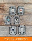 Black Rectangle Rhinestone Rosette - Assorted Conchos