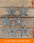 Black Big Star Rhinestone Rosette - Assorted Conchos