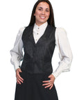 Ladies Black Paisley Vest - RW546