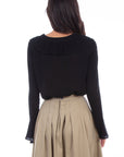 Ladies Ruffle Front Lace Up Blouse - RW614